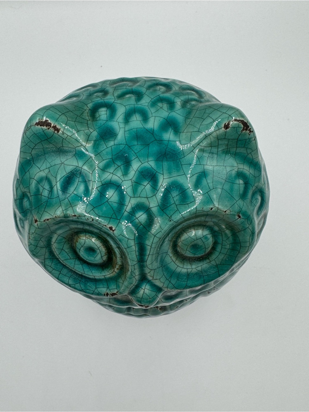 Ceramic Owl Figurine - Teal Decorative Accent - Picture 5 of 6